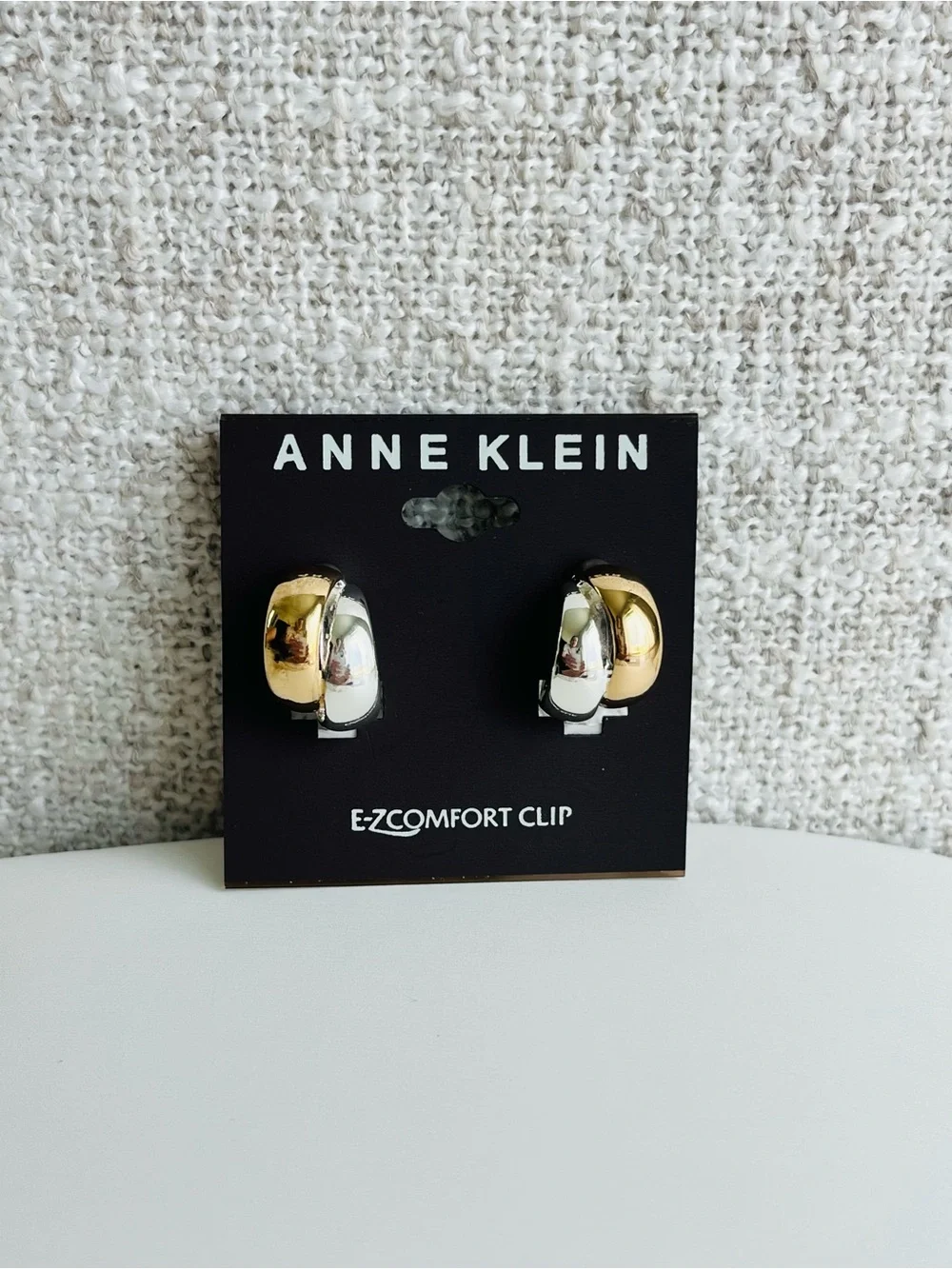 Anne Klein Two-Tone Two-Row Button Clip Earrings